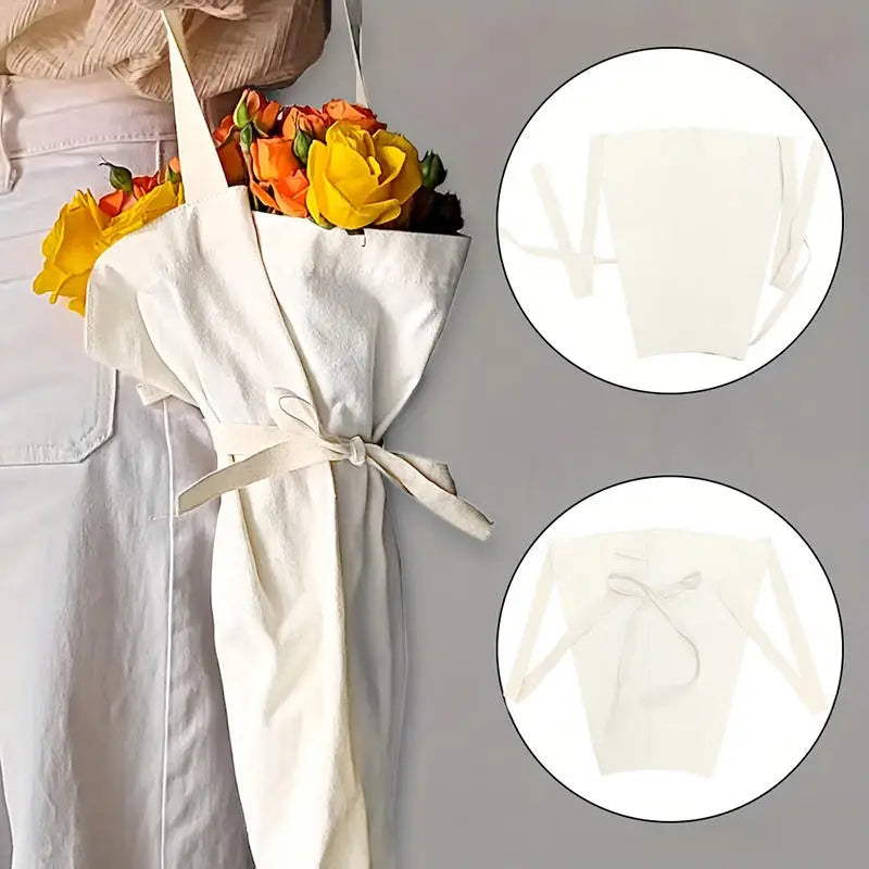 Canvas Bouquet Carry Bags Drawstring Floral Wrapping Pouch Hand Crossbody Flower Gift Bag Party Wedding Floral Packaging Sack Peaceful Pleasures Health and Wellness