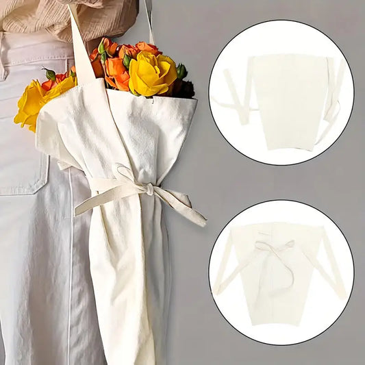 Canvas Bouquet Carry Bags Drawstring Floral Wrapping Pouch Hand Crossbody Flower Gift Bag Party Wedding Floral Packaging Sack Peaceful Pleasures Health and Wellness