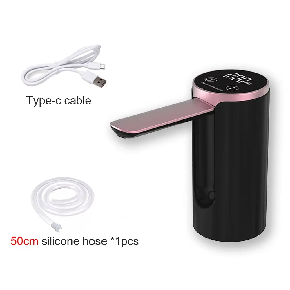 HOMEFISH Electric Water Bottle Pump | 1200mAh, LED, 3 Settings Electric Water Pump Peaceful Pleasures Health and Wellness black