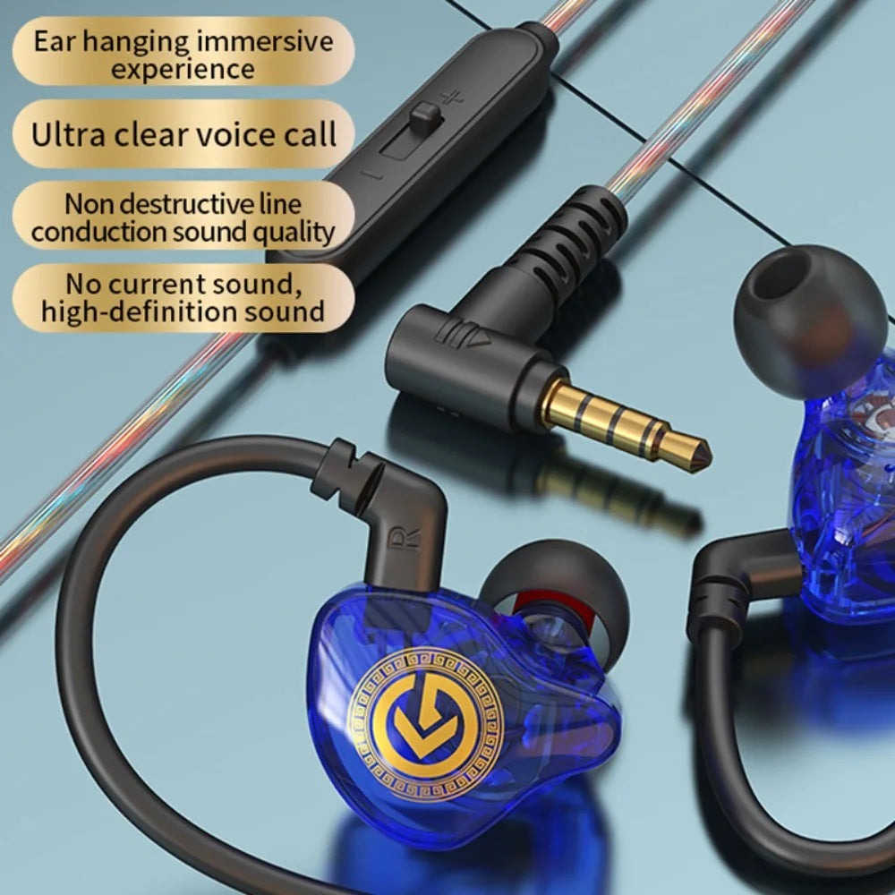 3.5mm Wired Earphone in-Ear with Mic Wired Headset Elbow Deep Bass Earpiece Headset Mobile Phone/Tablet/Computer Peaceful Pleasures Health and Wellness Blue