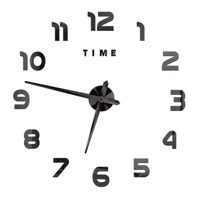 Modern 3D DIY Frameless Wall Clock – Acrylic Mirror Number Stickers Quartz Home Decor (40–130cm)