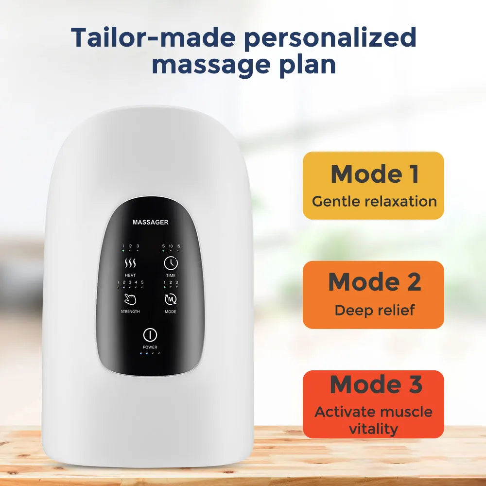 Air Compression Hand Massager with Heat Home Use Finger Wrist Palm Massage Muscles Relax Hand Airbag Pressure SPA Warm Compress Peaceful Pleasures Health and Wellness