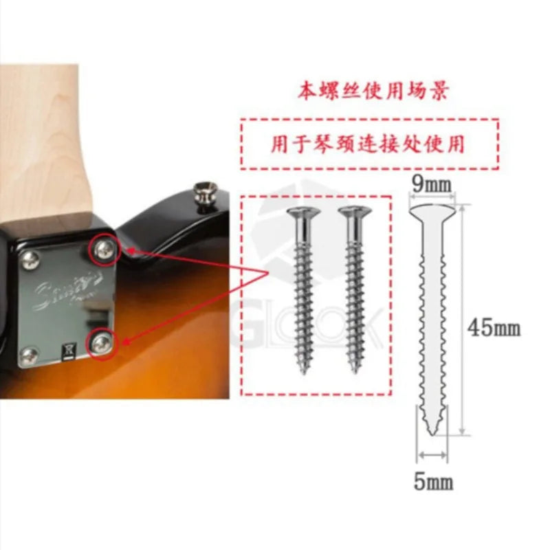 Electric Guitar Reinforcement Plate Screws Neck Connecting 5 Silver