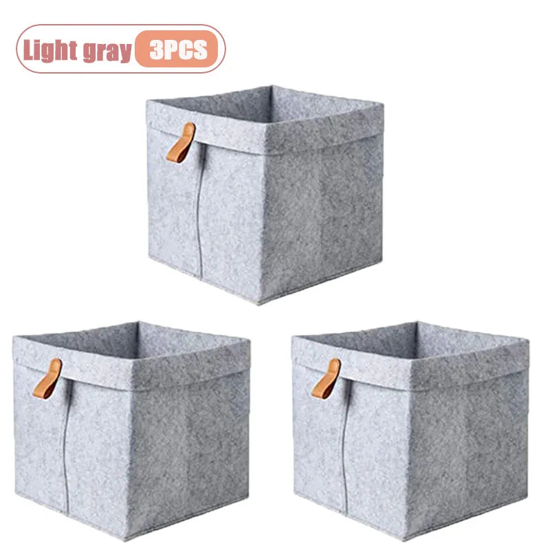 Foldable Felt Storage Basket – Desktop & Home Organizer 1–5 PCS