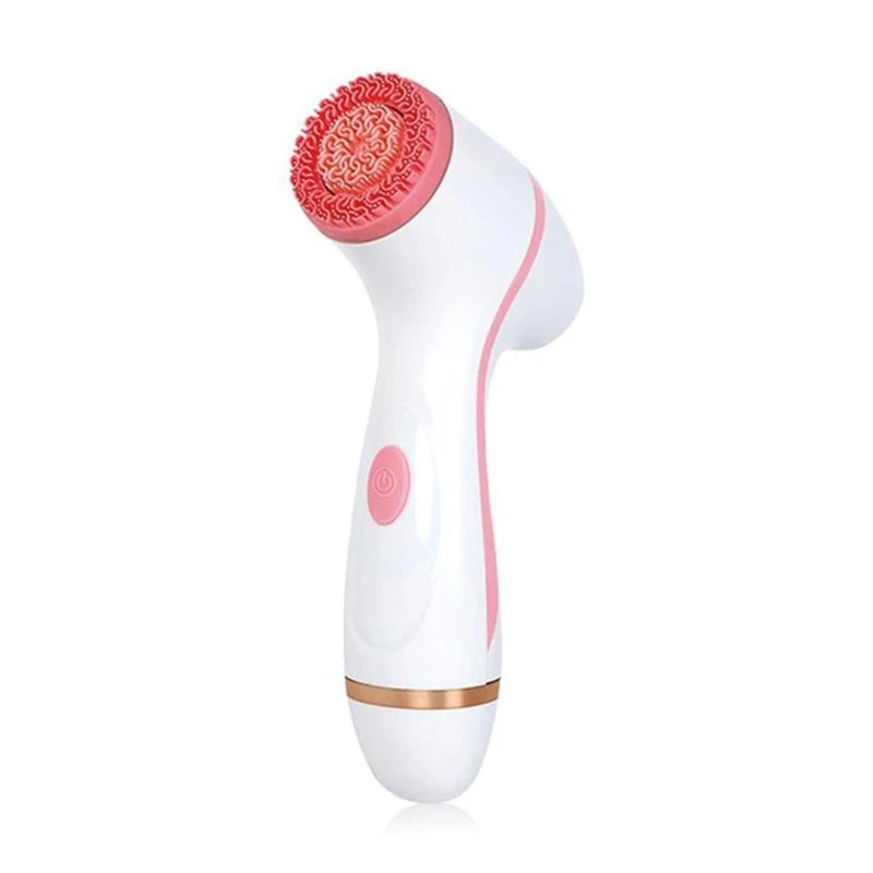 Multi-Functional Hand Held Facial Cleaner Massage Tool Sonic Technology Waterproof USB Rechargeable Face Massage Electric Facial Peaceful Pleasures Health and Wellness Red