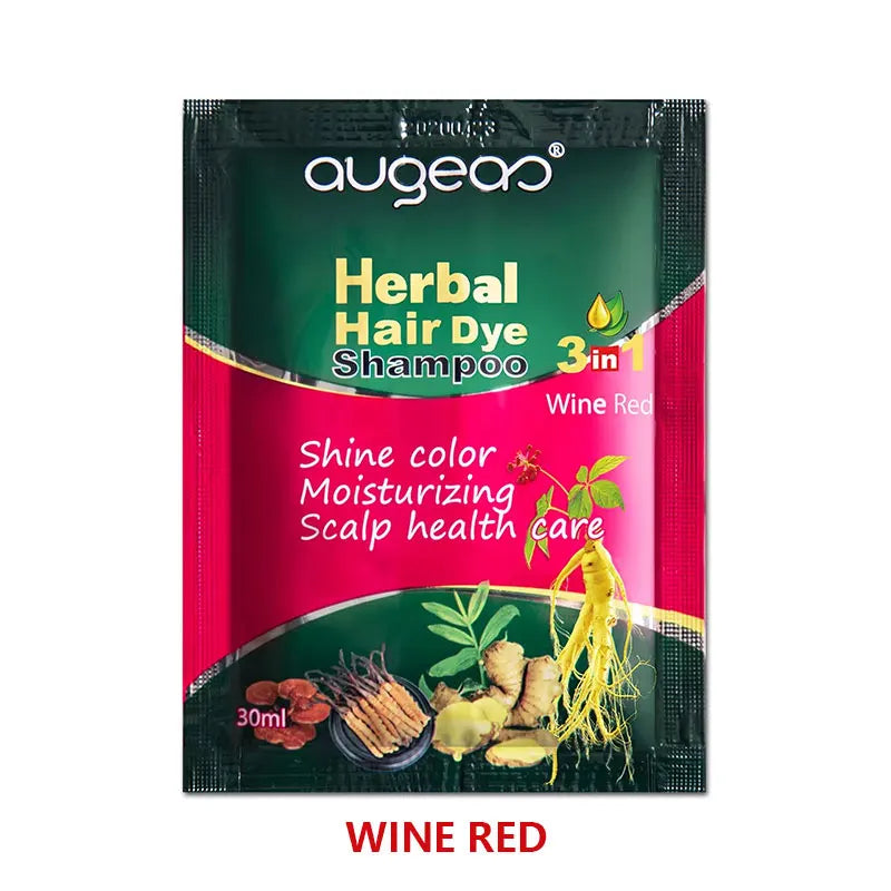 Natural Plant Hair Dye Shampoo – 6 Colors, Fast Gray Coverage, 30–500ml Peaceful Pleasures Health and Wellness 30ml Wine Red