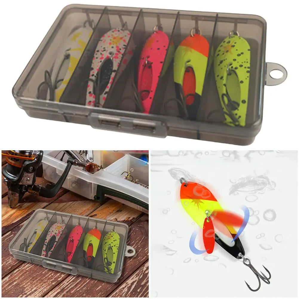 5-Pack Metal Spoon Fishing Lures with Treble Hooks Fishing Lures Peaceful Pleasures Health and Wellness