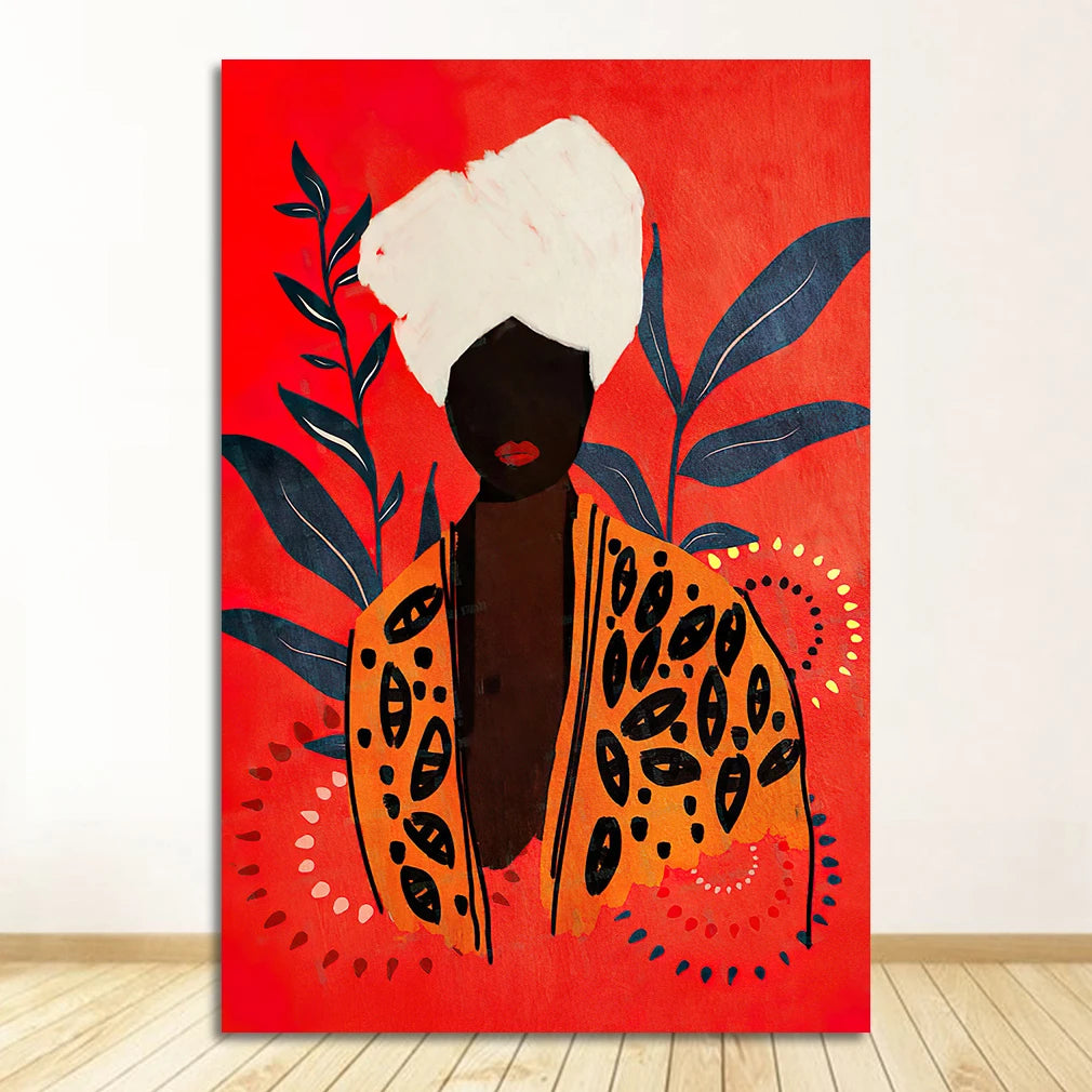 African Tribal Abstract Canvas Wall Art | Nordic Poster Print