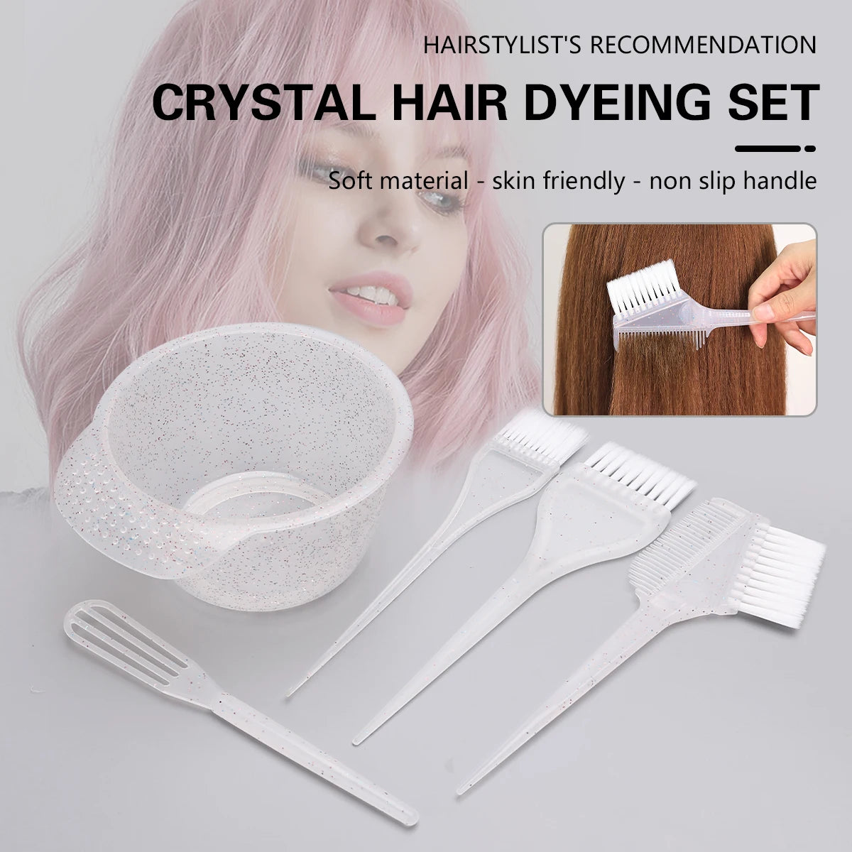 5Pcs/Set Salon Hair Color Brushes Bowl Combo Dye Tint Premium Hairdressing Hair Dye Kit Hair Color Applicator Tools Peaceful Pleasures Health and Wellness