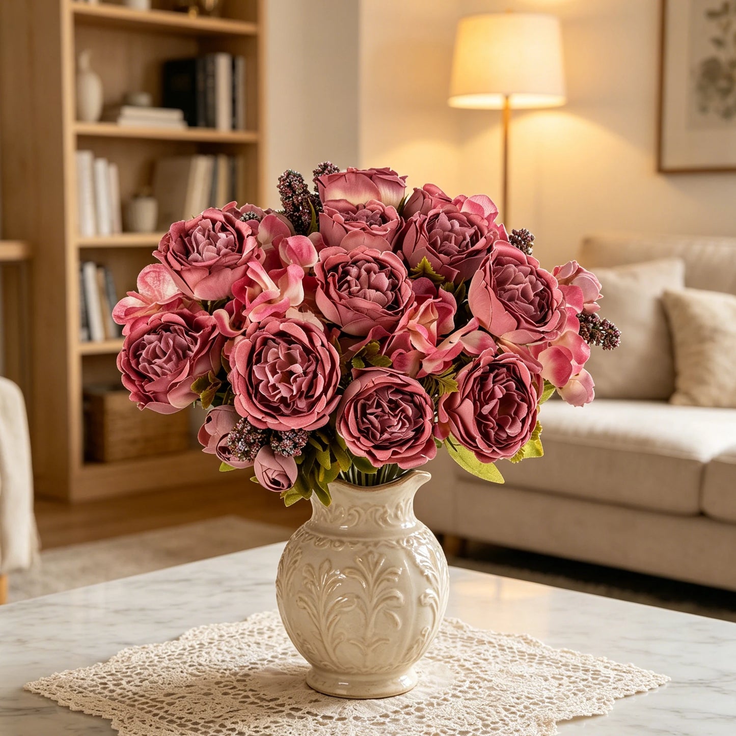 Silk Peony Hydrangea Artificial Flower Bouquet – Wedding & Home