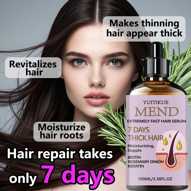 YUITIKUE MEND Hair Serum | 7 Days Thickening Formula | With Biotin, Rosemary, Onion & Keratin For Moisturized Supple Hair 100ml Peaceful Pleasures Health and Wellness