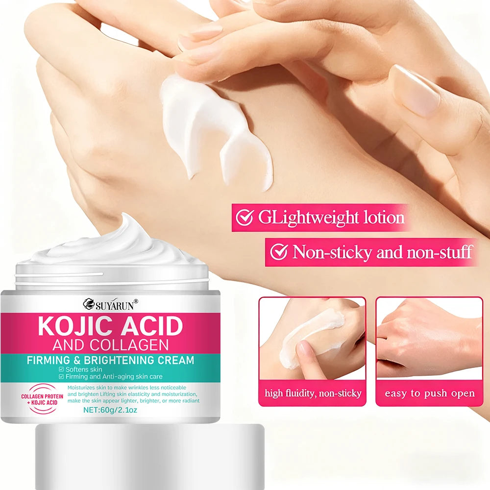 SUYARUN Professional Kojic Acid & Collagen Face Cream - Brightening Anti-Aging Moisturizer for Dark Spots, Wrinkles & Even Skin Peaceful Pleasures Health and Wellness