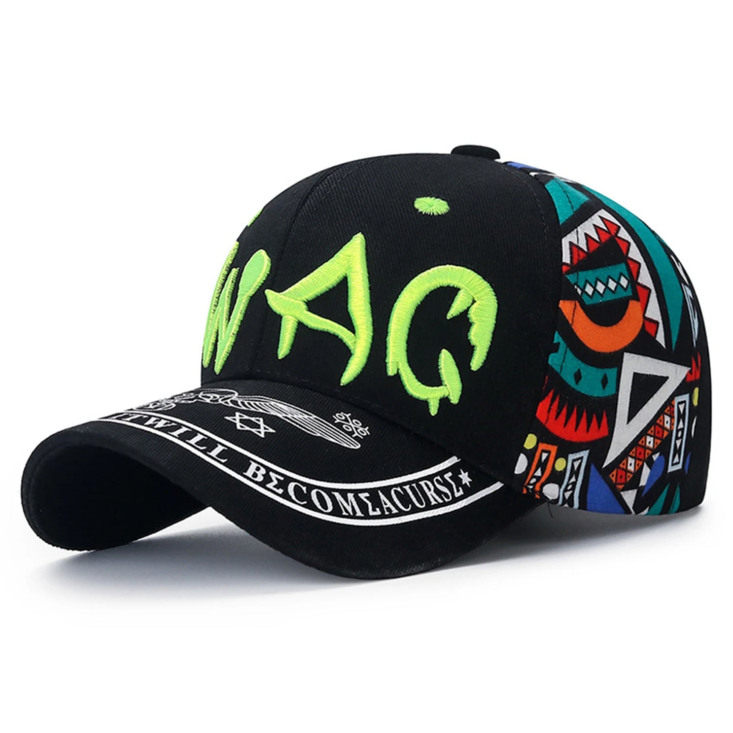 Women Men Casual Baseball Hats Sun Protection Embroidery Baseball Caps for Outdoor Fishing Camping Peaceful Pleasures Health and Wellness Black Front Face