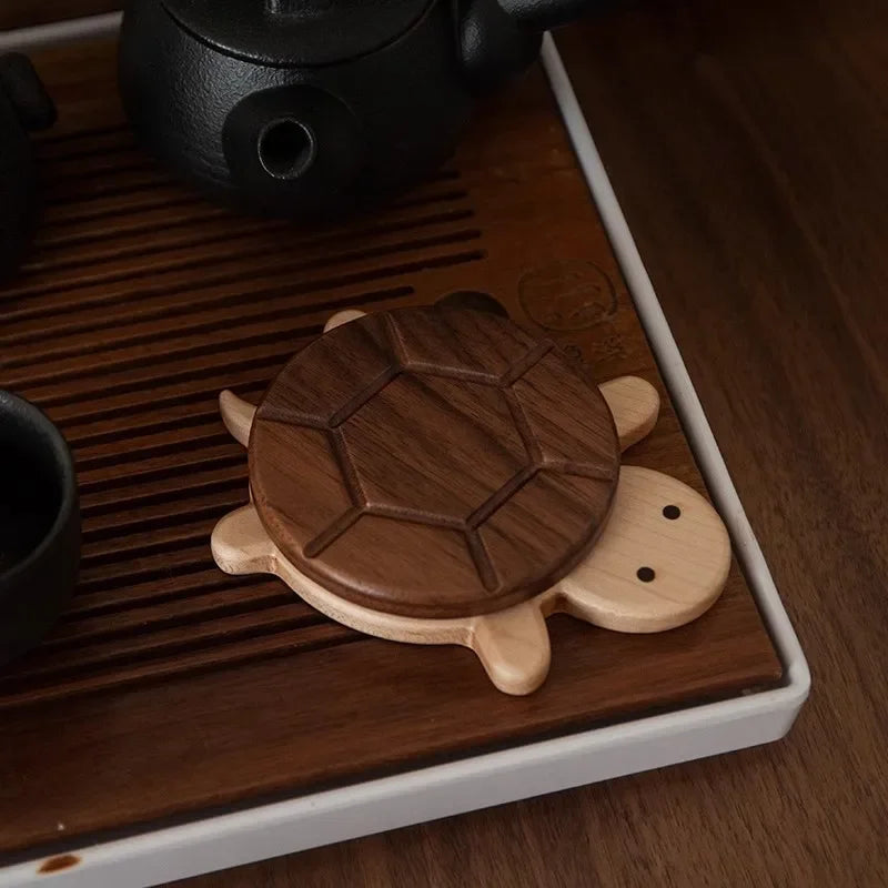 Creative and Cute Shape Black Walnut Solid Wood Turtle Insulation Mat Kettle Tea Coaster Tableware Anti-scald Table Ornaments Peaceful Pleasures Health and Wellness