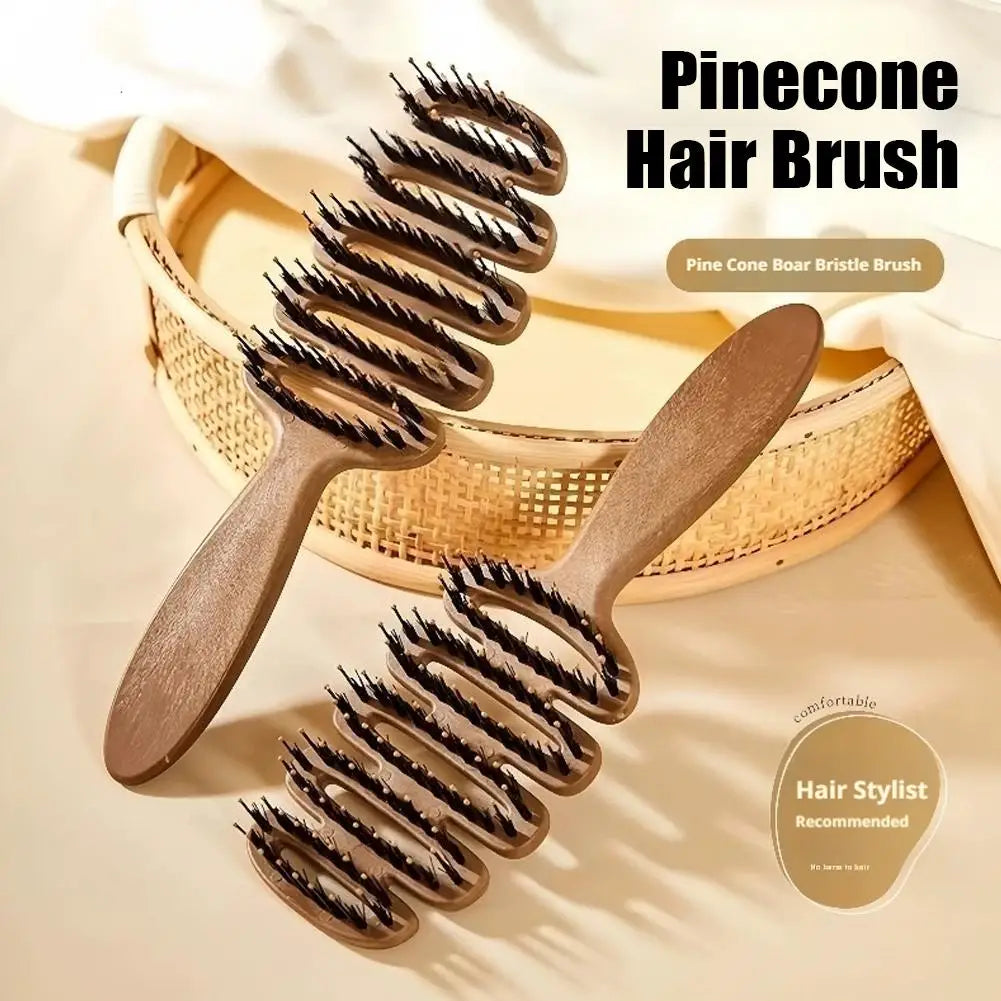 Boar Bristle Paddle Hair Brush – Anti-Static Detangling Brush