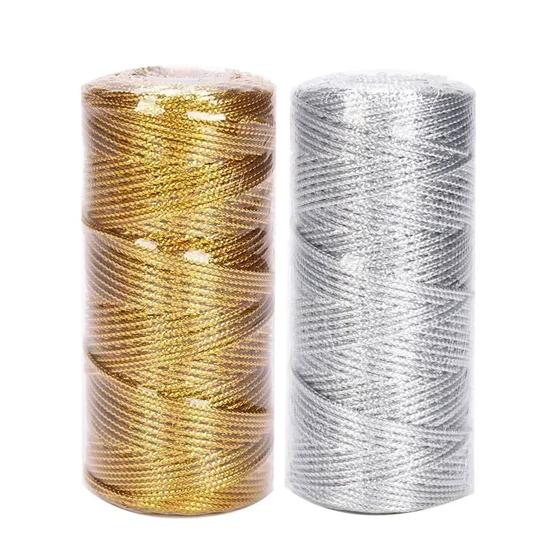 1.5mm Metallic Macrame Cord 100M – Gold & Silver DIY Craft Rope