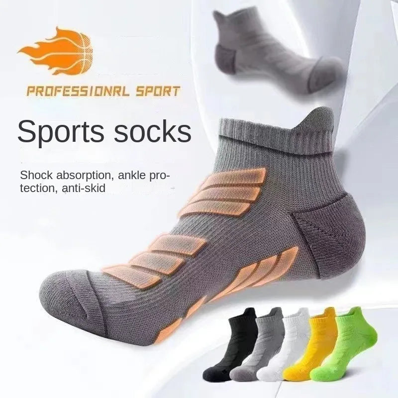 5 Pairs Men's Outdoor Ankle Socks, Shock-Absorbing And Anti Slip Sports Socks, Sweat Absorbing And Breathable Towel Bottom Socks Peaceful Pleasures Health and Wellness