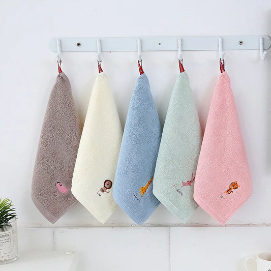 Kids Cartoon Animal Cotton Hand & Face Towel | Soft 25x25cm Kids Face Towel Peaceful Pleasures Health and Wellness