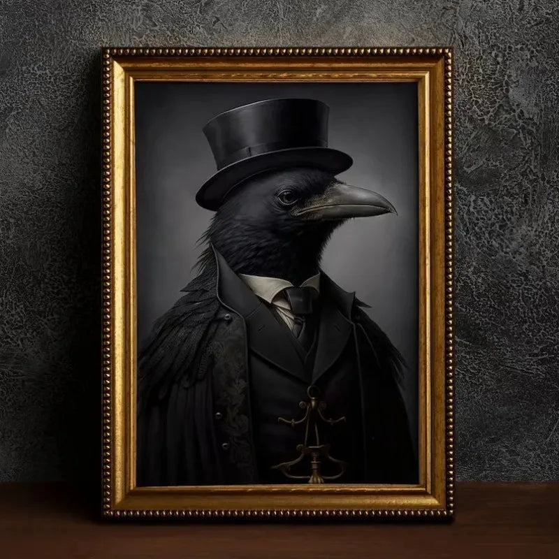 Victorian Dark Academia Witch Gothic Animals Raven Bat Rat King Black Cat Poster Canvas Painting Wall Art Pictures Home Decor Peaceful Pleasures Health and Wellness