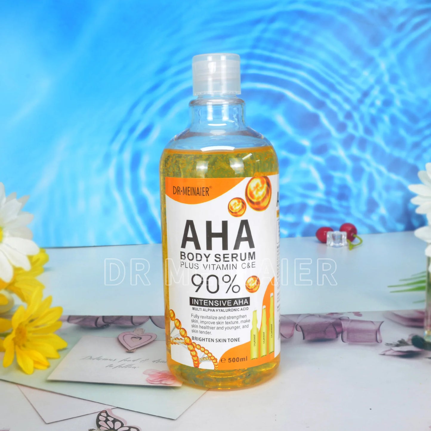 500ML Vitamin C AHA HYALURONIC& NICOTINAMIDE Face Serum Moisturizing Lightening Body Cream Peaceful Pleasures Health and Wellness AHA Serum