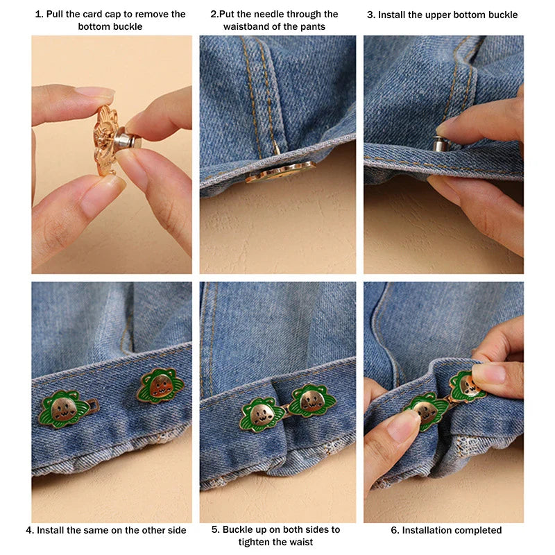 6-Pack Cartoon Lion Metal Waist Tightener Pants Clips
