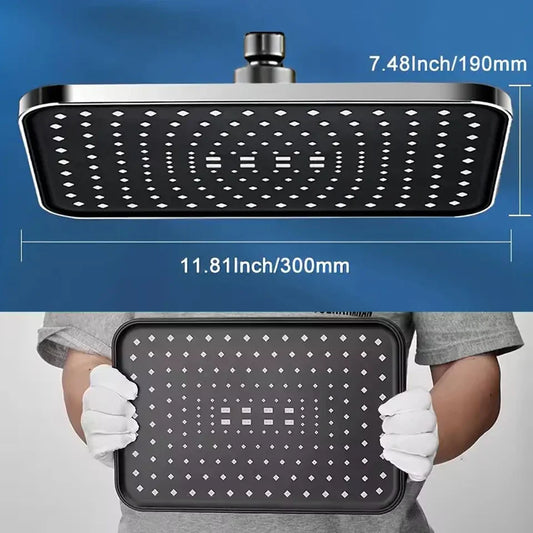 12" Square Rainfall Shower Head | 360° Adjustable Water Saving Rainfall Shower Head Oasis Select
