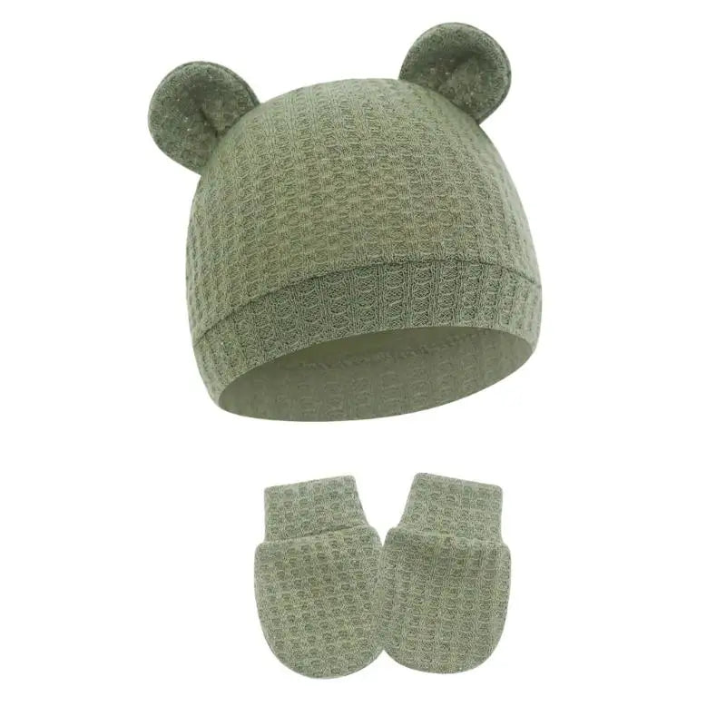 Newborn Baby Hat & Mittens Set | Soft Cotton, 0–6 Months