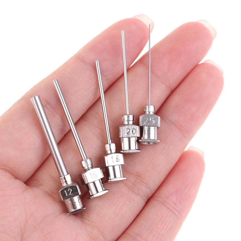 5-Pack Blunt Stainless Steel Dispensing Needle Tips 12–25G
