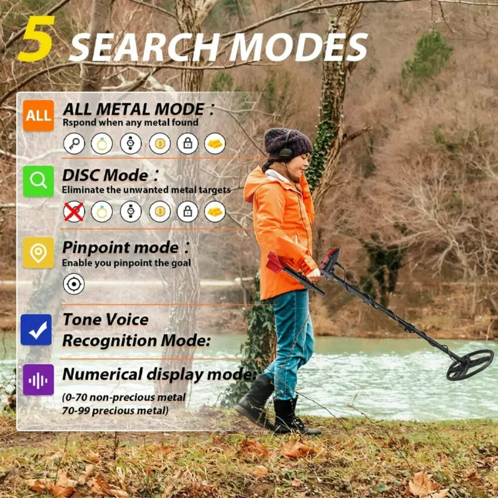 Metal Detector TX-850L Gold Metal Detector High Performance Underground Metal Detector Finder Treasure Hunter Gold Prospector Peaceful Pleasures Health and Wellness