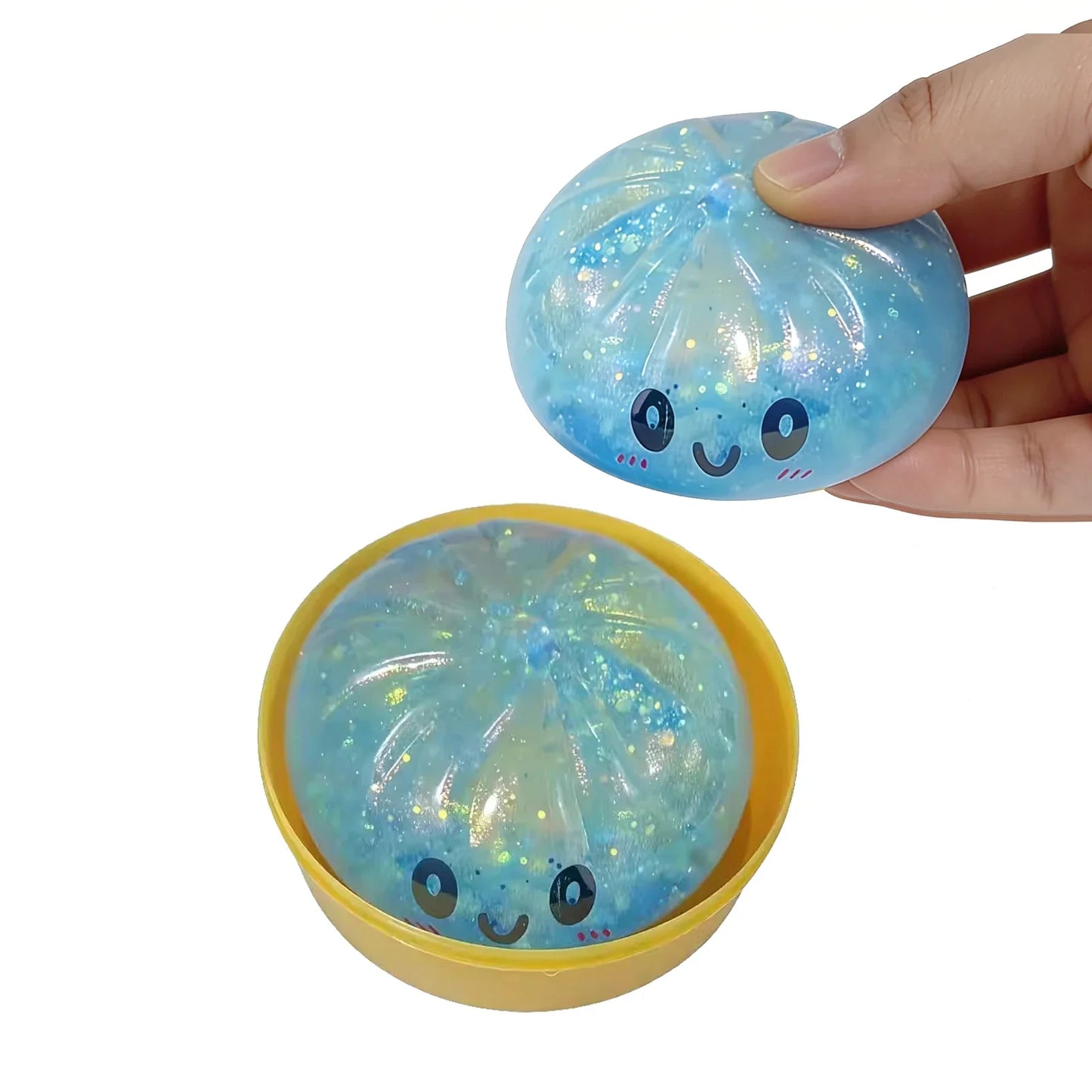 Glitter Squishy Dumpling Stress Relief Toy – Cute Pink Squeeze