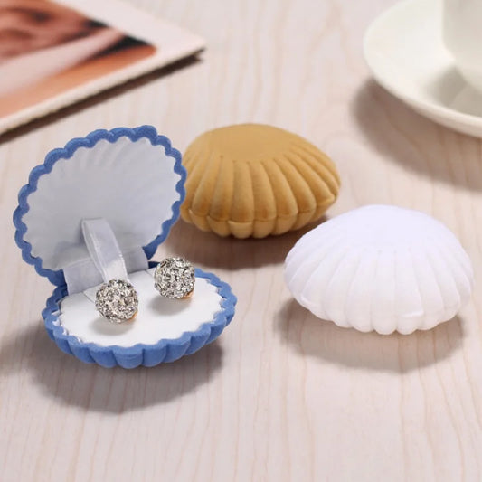 1PC Shell Shape Velvet Jewelry Box Wedding Engagement Ring Box for Earrings Necklace Bracelet Display Pendant Gift Box storage Peaceful Pleasures Health and Wellness