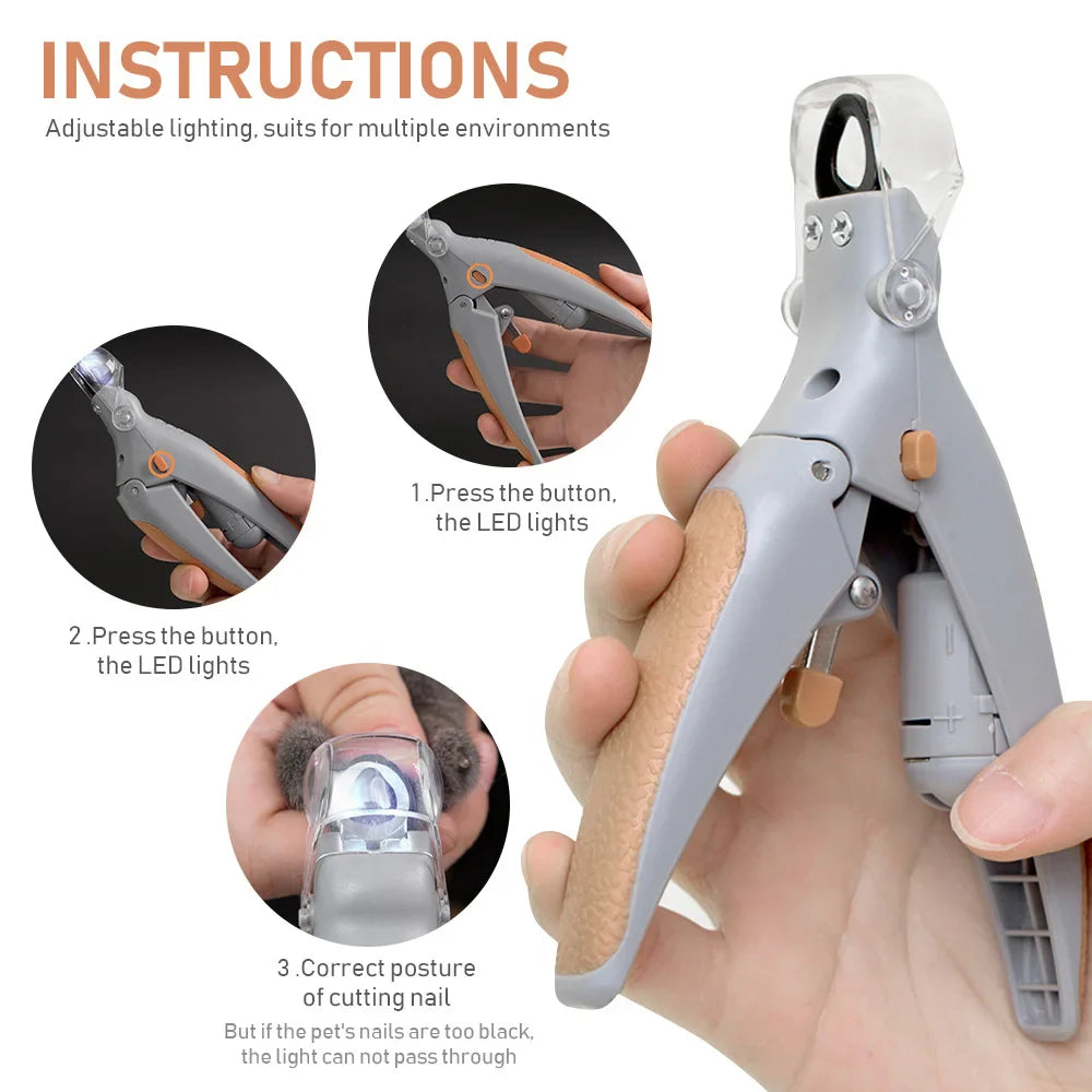 LED Pet Nail Clippers – 5x Magnification & 4 LED Lights