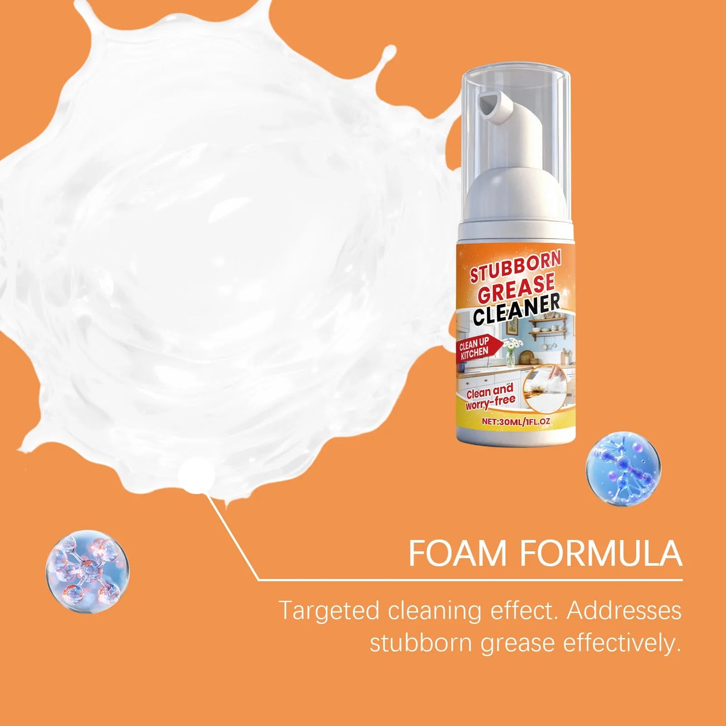 Kitchen Grease Foam Cleaner | Stove & Range Hood Degreaser