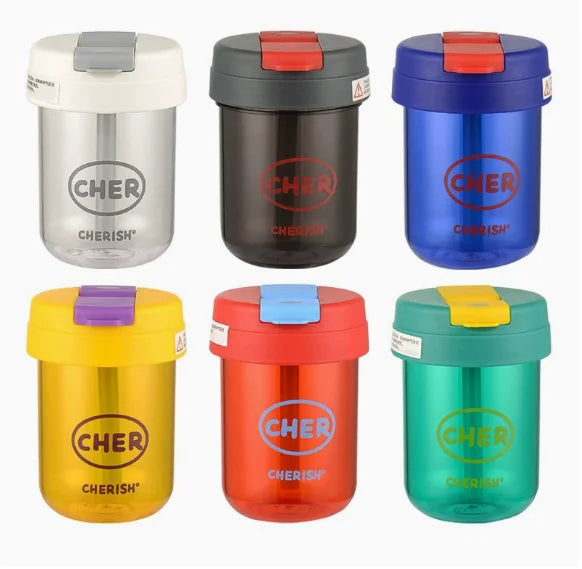 Straw Cup Mini Portable Outdoor Sport Water Bottle Anti-fall Milk Coffee Cup Outdoor Camping Drinking Tools Student straw cup Peaceful Pleasures Health and Wellness 330ML 1PC random color