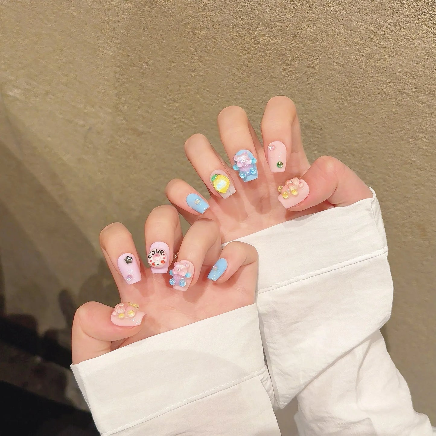 Handmade Press on Nails Ocean Seahorses Starfish Whales Fake Nails for Women Girl Wearable Cartoon Cute Shiny Short False Nails Peaceful Pleasures Health and Wellness