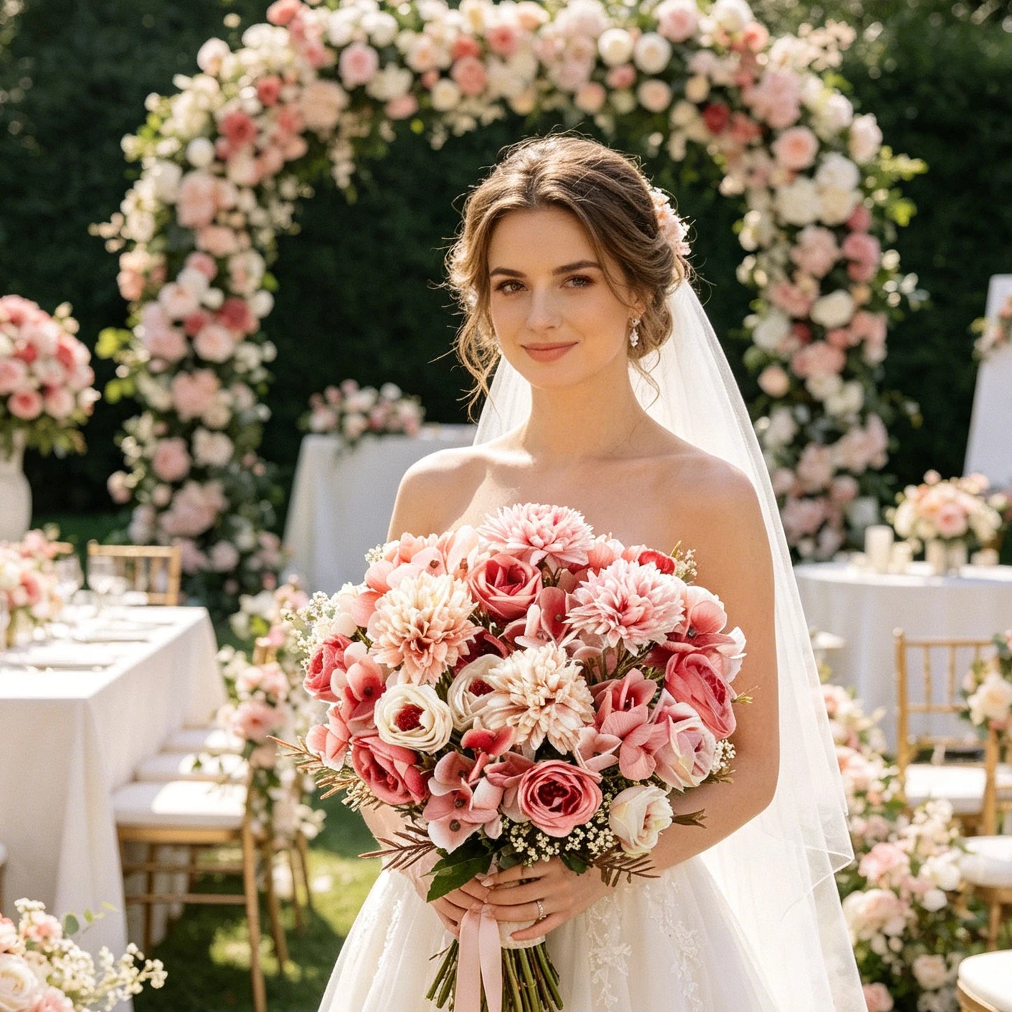 Artificial Silk Rose Bouquet for Wedding & Home Décor