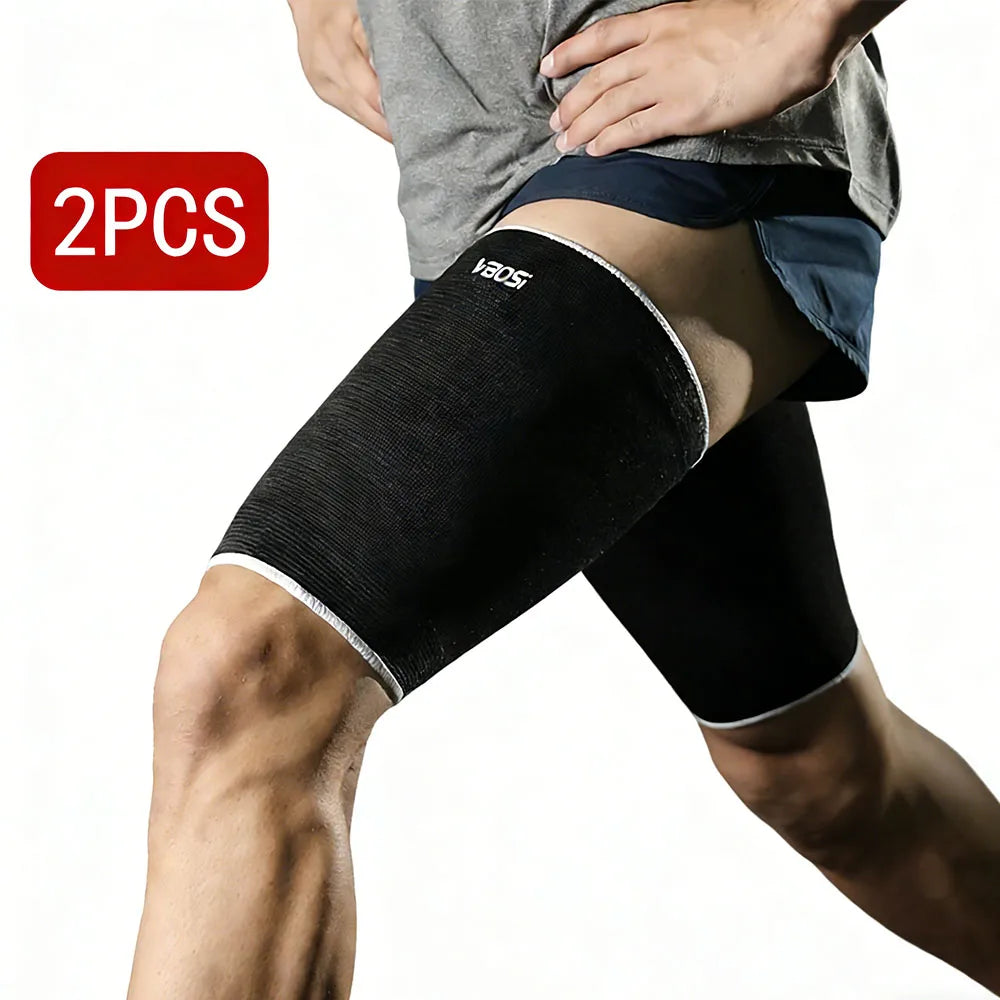 2PC thigh Compression Sleeve for Women Men, outdoor sports compression thigh brace for runners Peaceful Pleasures Health and Wellness black