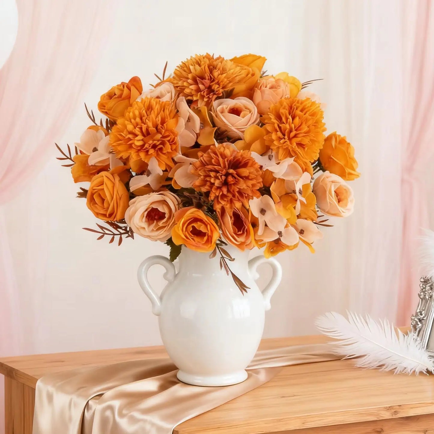 Silk Rose Artificial Flowers Bouquet – Wedding & Home Decor