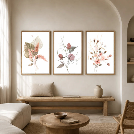 Nordic Botanical Canvas Wall Art – Minimalist Floral Poster Print Canvas Wall Art Peaceful Pleasures Health and Wellness