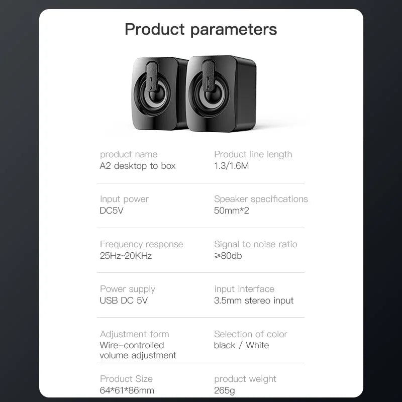 AyeBeau Wired Stereo Desktop Speakers for PC, Laptop & Notebook