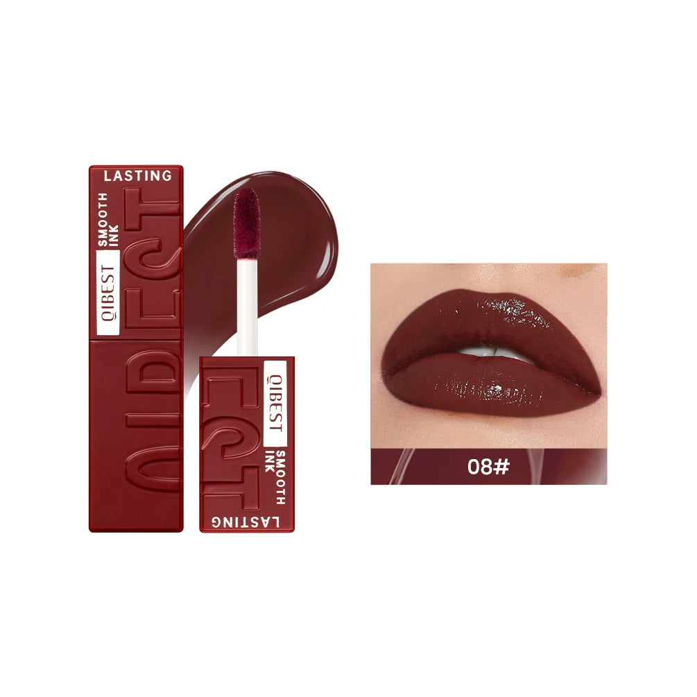 QIBEST 8 Colors Nude Watery Lip Gloss Long Lasting Liquid Lipstick Not Fading Sexy Red Purple Lip Glaze Lip Tint Women Makeup Peaceful Pleasures Health and Wellness 08