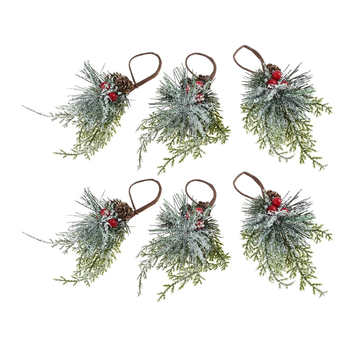 6-Pack Cedar Red Berry Christmas Napkin Rings | Holiday Decor