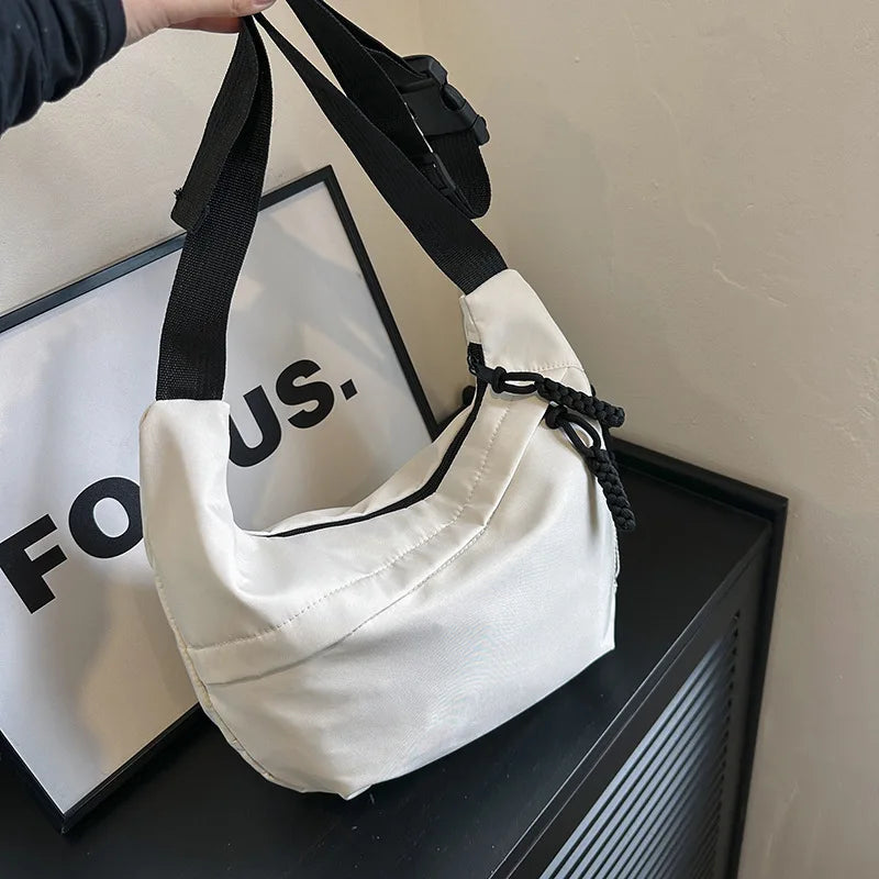 New Style Classy Fashion Single Shoulder Bag Large Capacity Commuting Crossbody Bag Thoughtful Gift for Office Workers Peaceful Pleasures Health and Wellness White