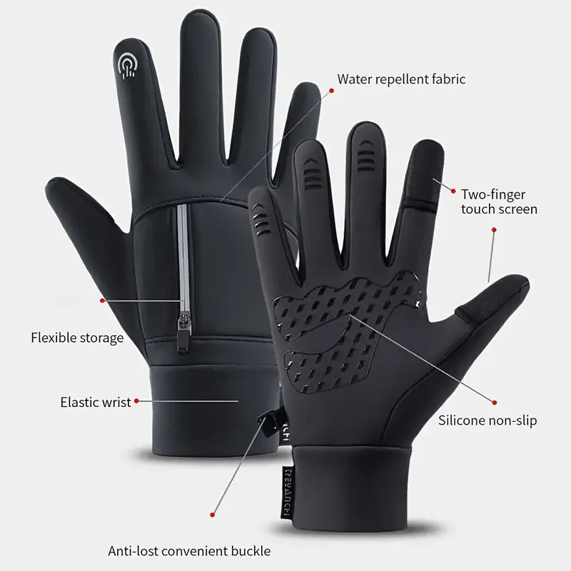 1 Pair Outdoor Sports Gloves, Waterproof Windproof Padded Warm Two-Finger Touch Screen Gloves For rRiding, Fishing, Running Peaceful Pleasures Health and Wellness