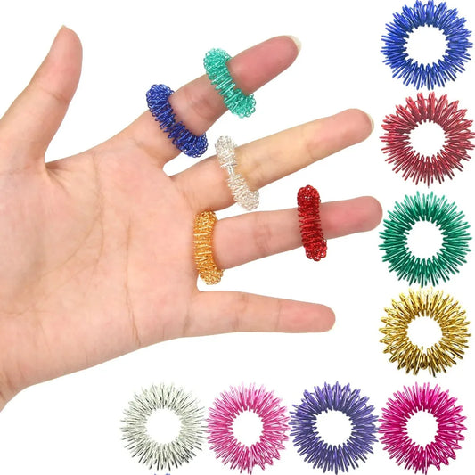 5/10/20pcs Acupressure Rings Spiky Sensory Finger Rings Set for Teens Adults Stress Reducer Massager Stress Relief Fidget Toys Peaceful Pleasures Health and Wellness
