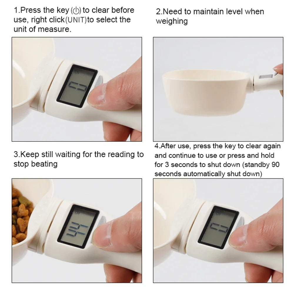 Electronic Measuring Tool Dog and Cat Feeding Bowl Measuring Spoon Pet Food Scale Digital Display Weighing Spoon Weight Volumn Peaceful Pleasures Health and Wellness