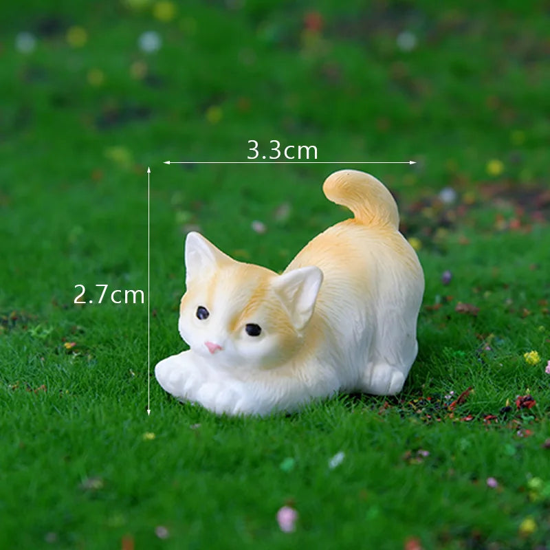 1PC Animal Miniature Fairy Garden Doll House Decoration DIY Micro Landscape Resin Cat Ornament Kitten Figurine Home Decor Peaceful Pleasures Health and Wellness 3 Golden Cat