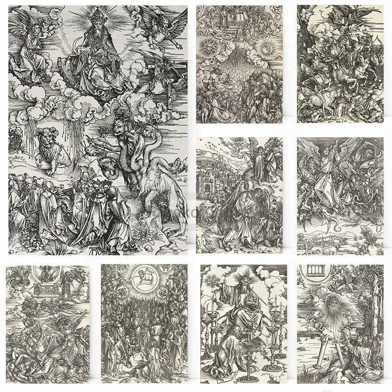 Albrecht Dürer Revelation Canvas Wall Art | B&W Christian Print