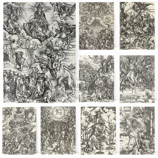 Albrecht Dürer Revelation Canvas Wall Art | B&W Christian Print Canvas Wall Art Print Peaceful Pleasures Health and Wellness