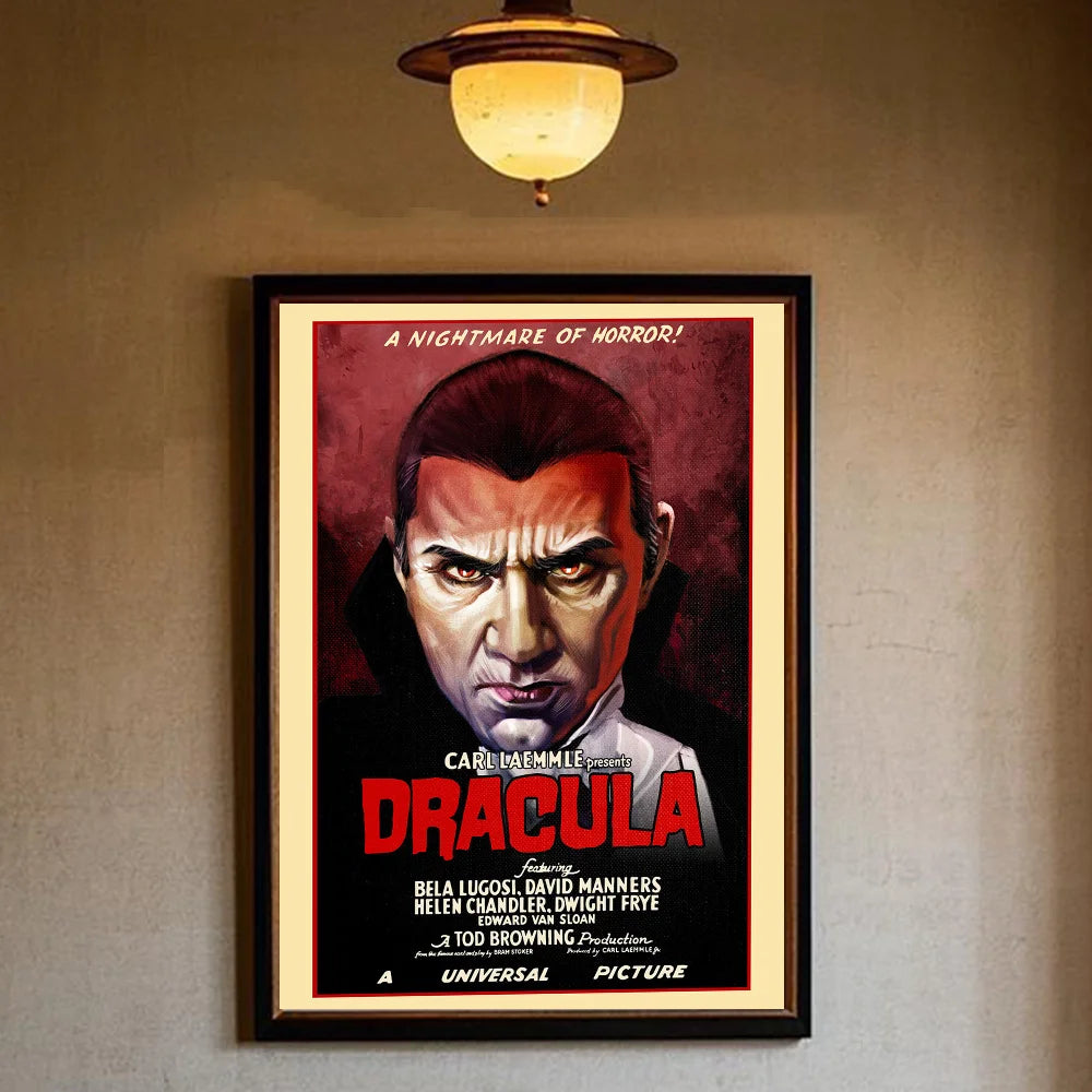 Vintage Universal Monsters Horror Movie Poster | Waterproof PVC Movie Wall Poster Peaceful Pleasures Health and Wellness z2 40X50cmNoframe